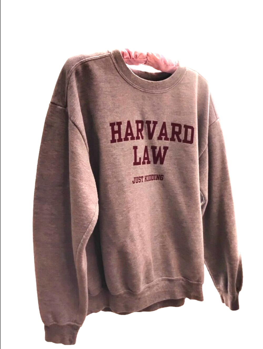 Harvard Law, Just Kidding Sweatshirt. Grey With Red Letters. Men's Large - Picture 5 of 7